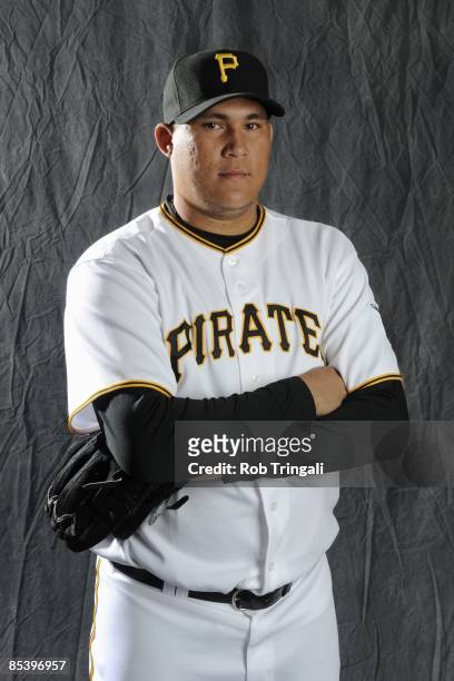 Romulo Sanchez of the Pittsburgh Pirates poses during photo day at the Pirates spring training complex on February 22, 2009 in Bradenton, Florida.