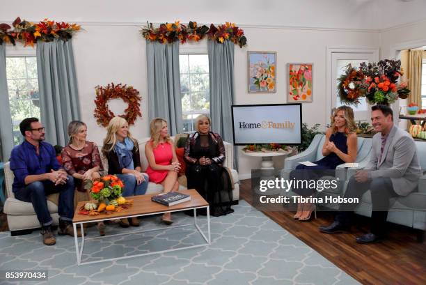 Lawrence Zarian, Ali Fedotowsky, Paige Hemmis, Kym Douglas, T-Boz, Debbie Matenopoulos and Mark Steines talk on the set of Hallmark's 'Home and...