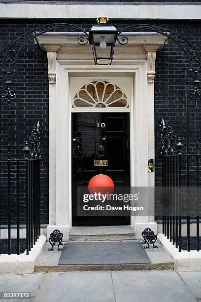 The front door a meeting with the Prime Minister Gordon Brown at number 10 Downing Street on March 12, 2009 in London, England. Brown met with the...