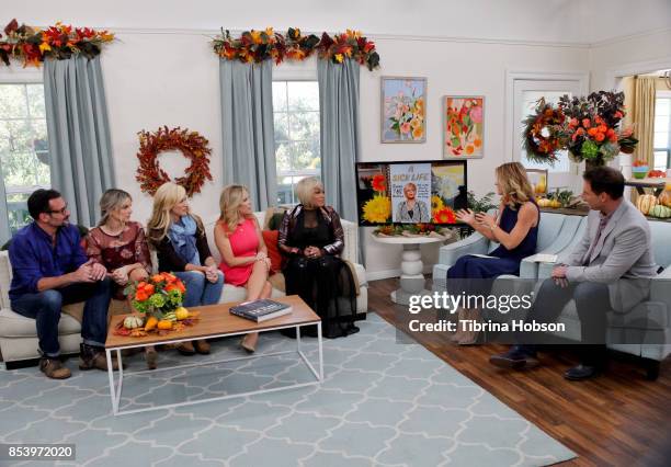 Lawrence Zarian, Ali Fedotowsky, Paige Hemmis, Kym Douglas, T-Boz, Debbie Matenopoulos and Mark Steines talk on the set of Hallmark's 'Home and...