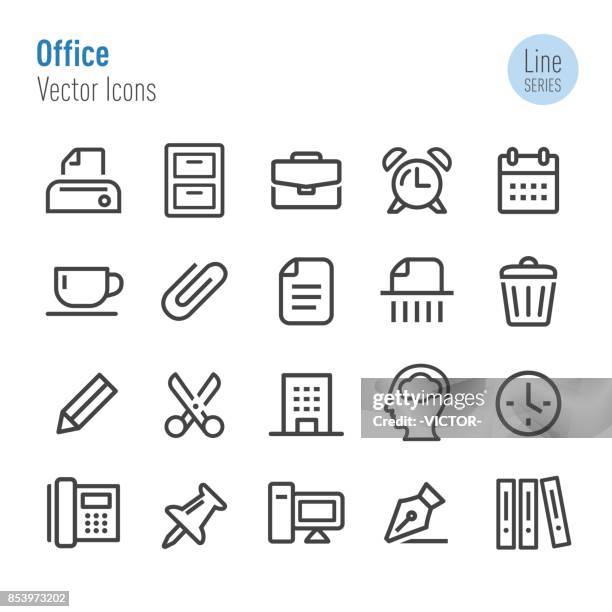 stockillustraties, clipart, cartoons en iconen met office-pictogrammen - vector line serie - kantoorartikel