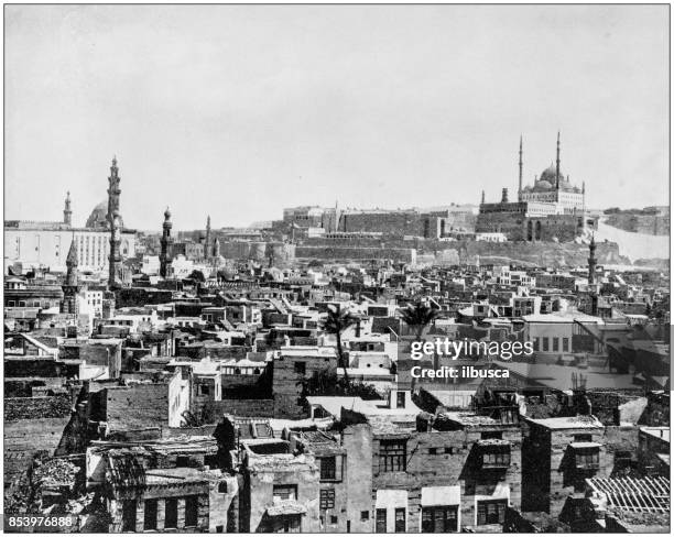 antique photograph of world's famous sites cairo, egypt - 1900 stock illustrations