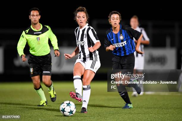 Katie Leigh Zelem during a friendly match between Juventus Women and FC Internazionale Women on September 22, 2017 in Vinovo, Italy.