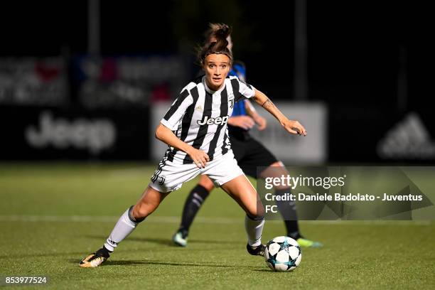 Barbara Bonansea during a friendly match between Juventus Women and FC Internazionale Women on September 22, 2017 in Vinovo, Italy.