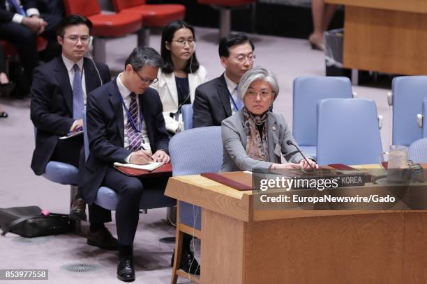 Half length portrait of Kang Kyung-wha, Minister for Foreign Affairs of the Republic of Korea, at the Security Council meeting on the...
