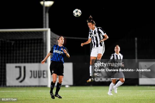 Barbara Bonansea during a friendly match between Juventus Women and FC Internazionale Women on September 22, 2017 in Vinovo, Italy.