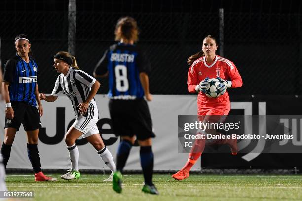 Laura Giuliani during a friendly match between Juventus Women and FC Internazionale Women on September 22, 2017 in Vinovo, Italy.