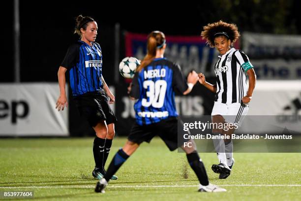 Sara Gama during a friendly match between Juventus Women and FC Internazionale Women on September 22, 2017 in Vinovo, Italy.