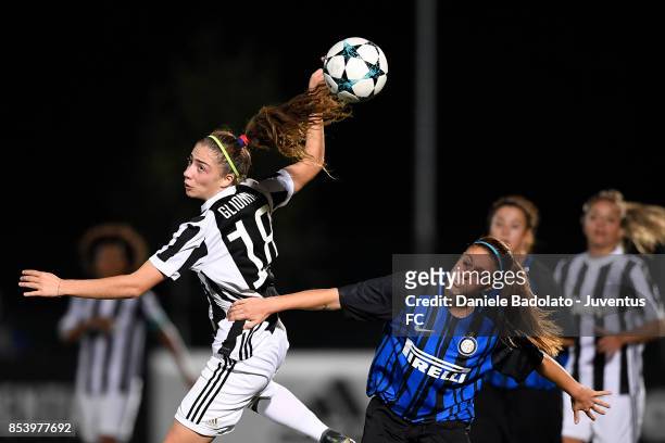 Benedetta Glionna during a friendly match between Juventus Women and FC Internazionale Women on September 22, 2017 in Vinovo, Italy.