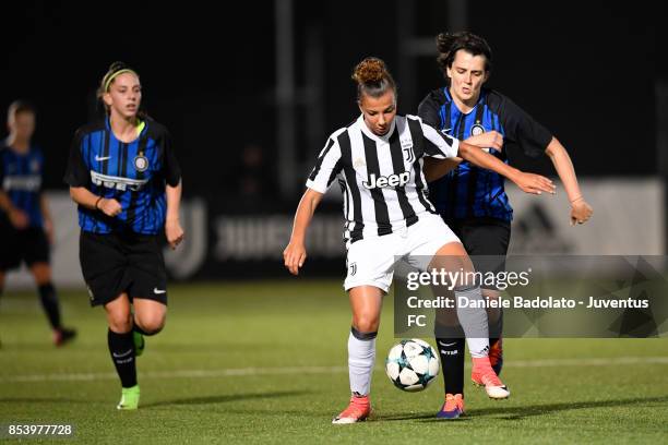 Arianna Caruso during a friendly match between Juventus Women and FC Internazionale Women on September 22, 2017 in Vinovo, Italy.