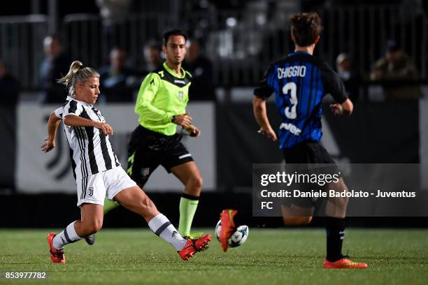 Simona Sodini during a friendly match between Juventus Women and FC Internazionale Women on September 22, 2017 in Vinovo, Italy.