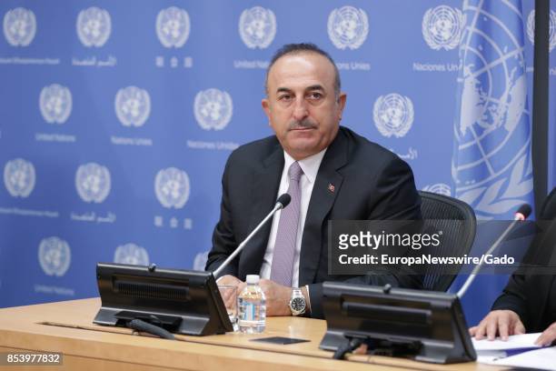 Half length portrait of Turkey's Foreign Minister, Mevlut Cavusoglu at the United Nations headquarters in New York City, New York, September 22, 2017.