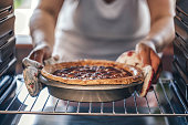 Baking Pecan Pie in The Oven for Holidays