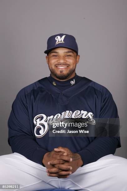 Prince Fielder of the Milwaukee Brewers poses during Photo Day on Thursday, February 19, 2009 at Maryvale Baseball Park in Phoenix, Arizona.