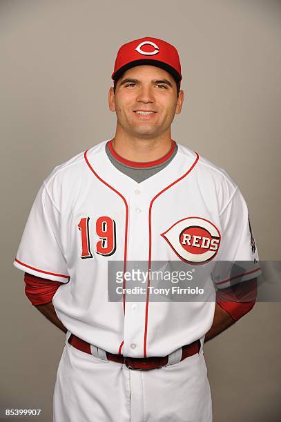 Joey Votto of the Cincinnati Reds poses during Photo Day on Wednesday, February 18, 2009 at Ed Smith Stadium in Sarasota, Florida.
