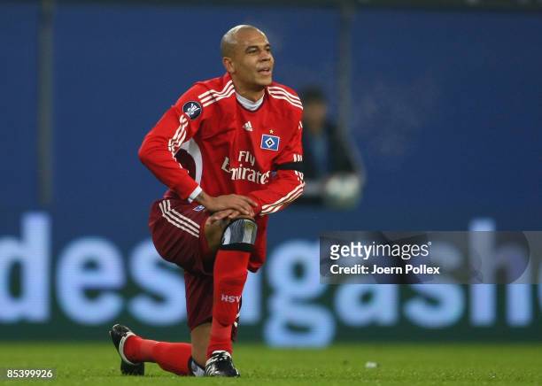 Alex Silva of Hamburg is seen during the UEFA Cup Round of 16 first leg match between Hamburger SV and Galatasaray Istanbul at the HSH Nordbank Arena...