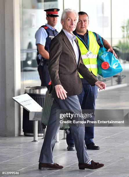 Charlie Watts is seen leaving El Prat airport on September 25, 2017 in Barcelona, Spain.