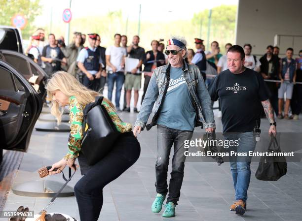 Keith Richards and Patti Hansen are seen leaving El Prat airport on September 25, 2017 in Barcelona, Spain.