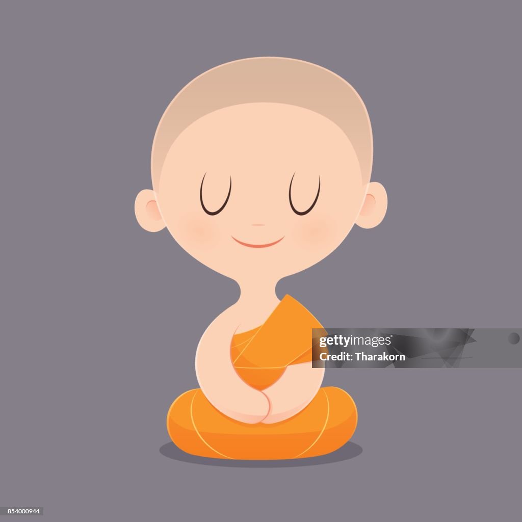 Cartoon Buddhist Monk Of Southeast Asia Meditation Vector Illustration  High-Res Vector Graphic - Getty Images