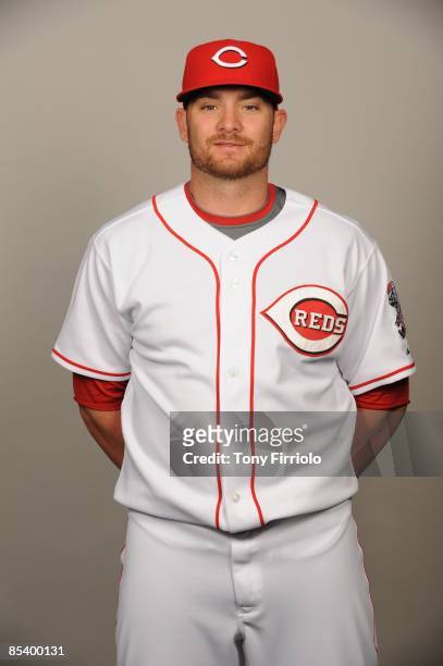 Jonny Gomes of the Cincinnati Reds poses during Photo Day on Wednesday, February 18, 2009 at Ed Smith Stadium in Sarasota, Florida.