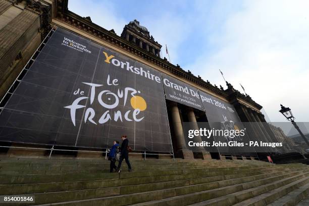 Preparations are made at Leeds Town Hall ahead of the route announcement, which takes place tomorrow, for Tour de France 2014 cycle race, where...