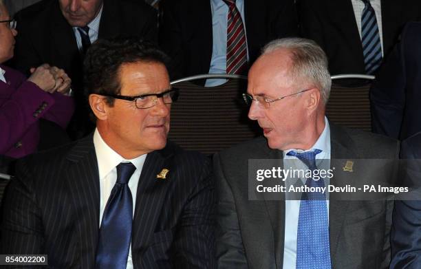 Past England managers Fabio Capello and Sven Goran Eriksson during the FA Anniversary Celebrations Launch at the Grand Connaught Rooms, London.