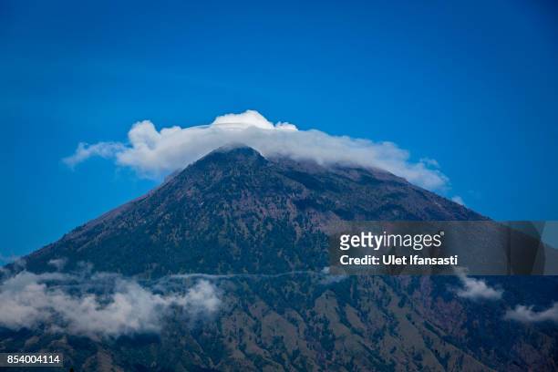 View of mount Agung on September 26, 2017 in Karangasem regency, Island of Bali, Indonesia. Indonesian authorities raised the alert level for the...