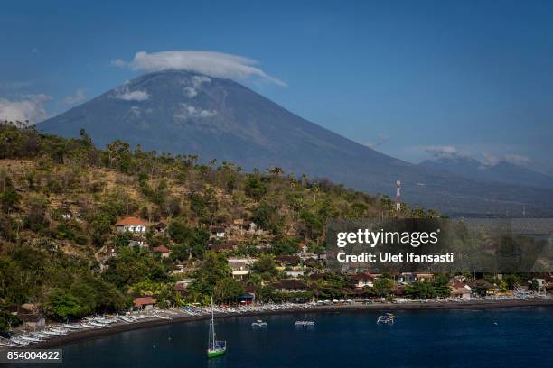 View of mount Agung on September 26, 2017 in Karangasem regency, Island of Bali, Indonesia. Indonesian authorities raised the alert level for the...