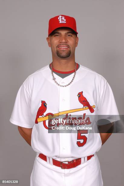 Albert Pujols of the St. Louis Cardinals poses during Photo Day on Friday, February 20, 2009 at Roger Dean Stadium in Jupiter, Florida.