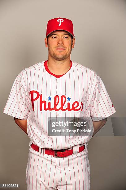 Greg Dobbs of the Philadelphia Phillies poses during Photo Day on Friday, February 20, 2009 at Bright House Networks Field in Clearwater, Florida.