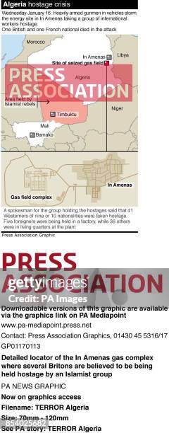 Detailed locator of the In Amenas gas complex where several Britons are believed to be being held hostage by an Islamist group