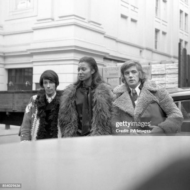 Model Donyale Luna in London with American journalist Steve Brandt, left, and Canadian-born actor-producer Iain Quarrier. Mr Quarrier was due to...