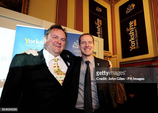 Chief Executive of Welcome to Yorkshire Gary Verity with Director of the Tour de France Christian Prudhomme during the 2014 Tour de France Yorkshire...