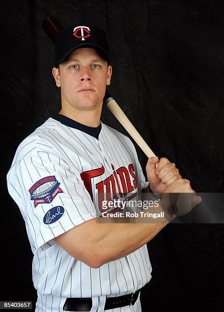 Justin Morneau of the Minnesota Twins poses during photo day at the Twins spring training complex on February 23, 2008 in Fort Myers, Florida.