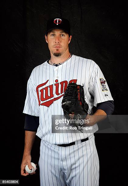 Joe Nathan of the Minnesota Twins poses during photo day at the Twins spring training complex on February 23, 2008 in Fort Myers, Florida.