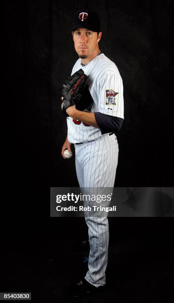 Joe Nathan of the Minnesota Twins poses during photo day at the Twins spring training complex on February 23, 2008 in Fort Myers, Florida.