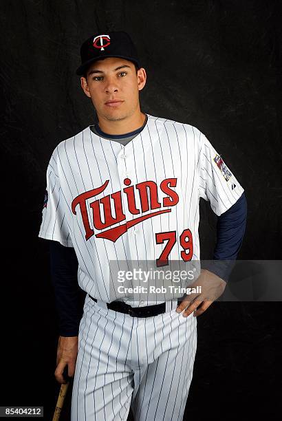 Danny Valencia of the Minnesota Twins poses during photo day at the Twins spring training complex on February 23, 2008 in Fort Myers, Florida.