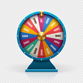 Roulette 3d fortune wheel isolated vector illustration for gambling background and lottery win concept