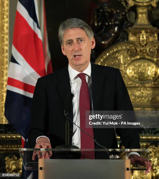 Defence Secretary Philip Hammond during a press conference on the hostage crisis in Algeria at Lancaster House, central London.