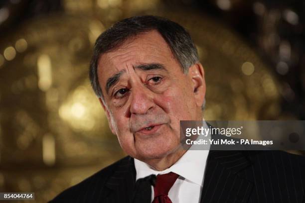 Secretary of Defence Leon Panetta during a press conference on the hostage crisis in Algeria at Lancaster House, central London.