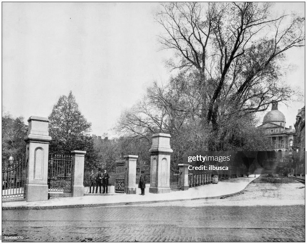 Antique photograph of World's famous sites: Boston Common, Boston, Massachusetts, US