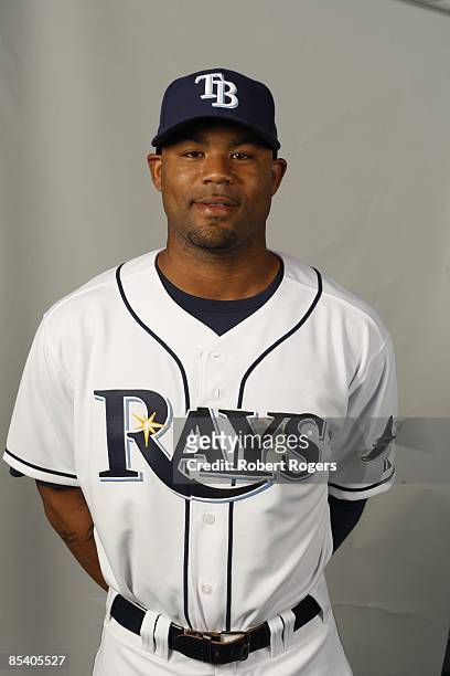 Carl Crawford of the Tampa Bay Rays poses during Photo Day on Friday, February 20, 2009 at Charlotte County Sports Park in Port Charlotte, Florida.
