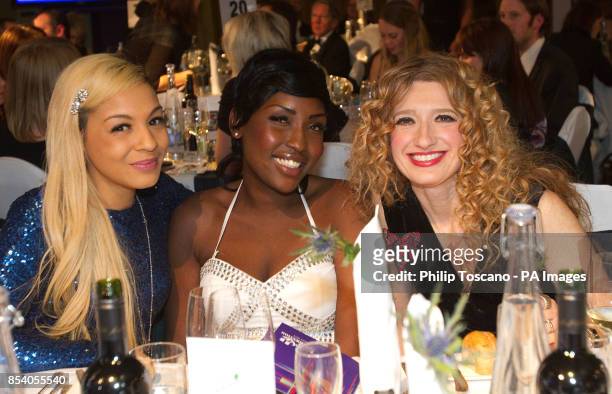Jade Ellis, a guest and Melanie Masson at Help a Capital Child Burns night at the Marriott Grosvenor Square, London.