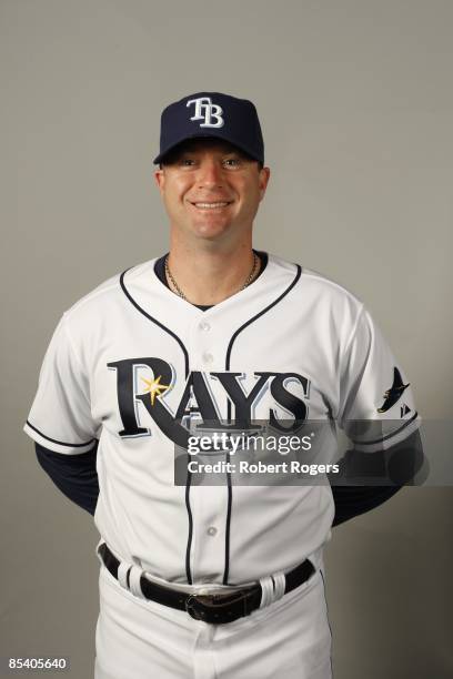 Morgan Ensberg of the Tampa Bay Rays poses during Photo Day on Friday, February 20, 2009 at Charlotte County Sports Park in Port Charlotte, Florida.