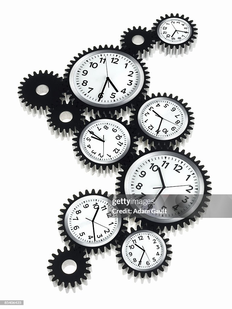 Clocks shaped like cogs