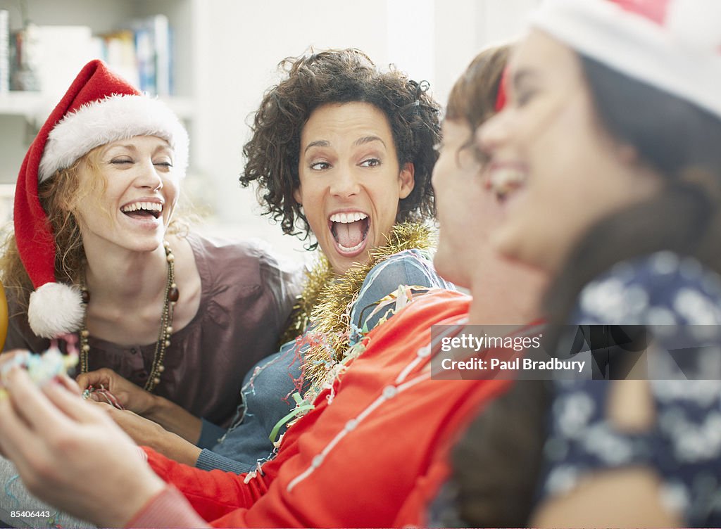 People enjoying Christmas party