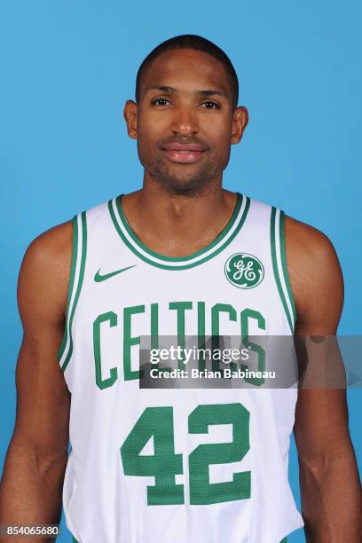 Al Horford of the Boston Celtics poses for a head shot during media day at TD Garden in Boston, Massachusetts on September 25, 2017. NOTE TO USER:...