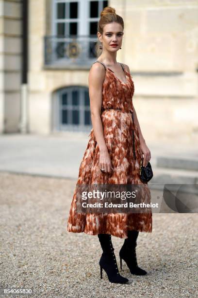 Natalia Vodianova attends the Christian Dior show as part of the Paris Fashion Week Womenswear Spring/Summer 2018 on September 26, 2017 in Paris,...