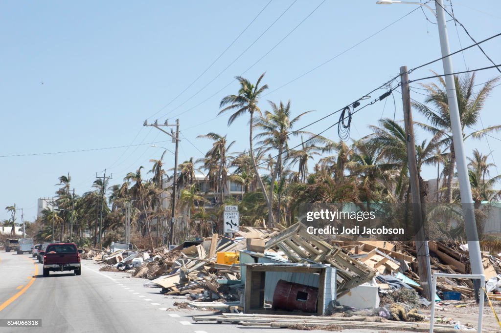 Aftermath of hurricane in Florida Keys leaves piles of trash and debris to be cleaned up