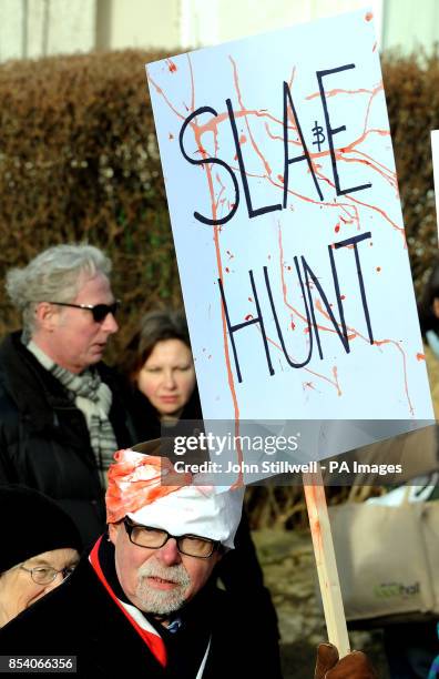 Man in wearing bandages on his head joins protesters taking part in a demonstration against the possible closure of their local A&E and maternity...